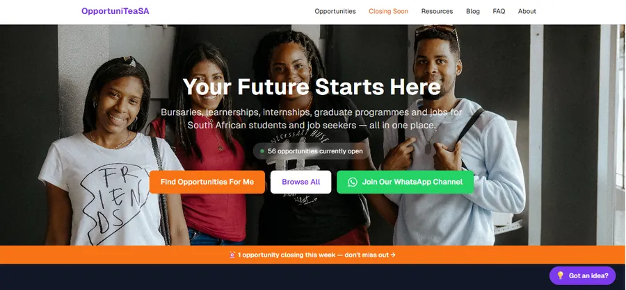 OpportuniTea SA website screenshot